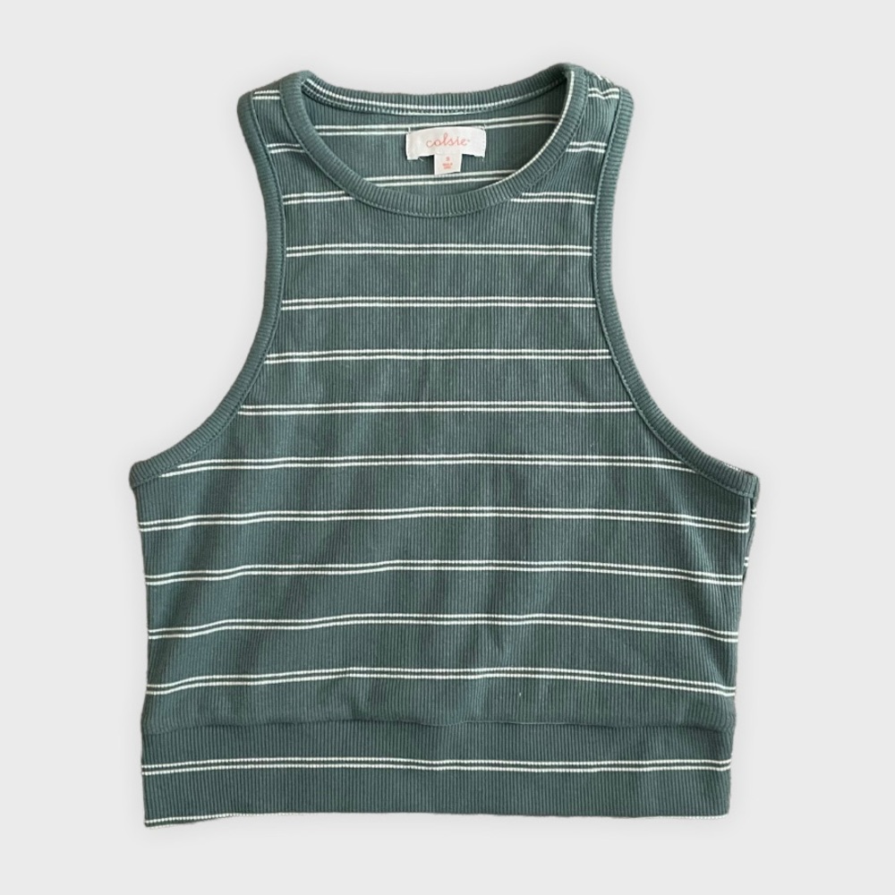 ✨ Colsie striped ribbed cropped tank